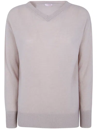 Rosso Puro Sweater V-neck Long Sleeved V Neck Over Sweater In Beige