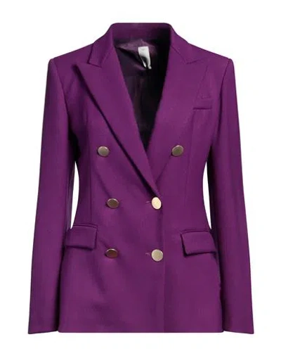 Rosso Woman Blazer Mauve Size 10 Polyester, Viscose, Elastane In Purple