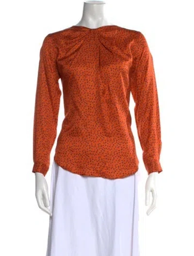 Pre-owned Rosso35 Animal Print Crew Neck Blouse In Orange