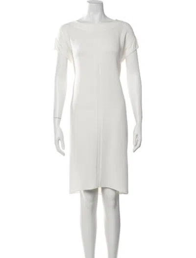 Pre-owned Rosso35 Bateau Neckline Knee-length Dress In White