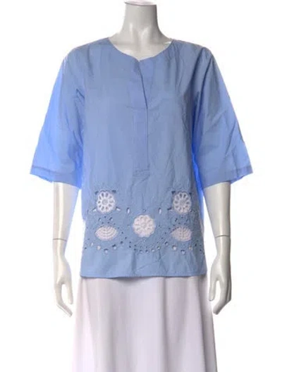 Pre-owned Rosso35 Crew Neck Short Sleeve Top In Blue