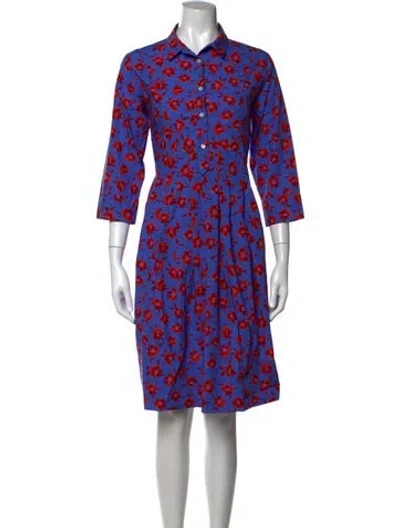 Pre-owned Rosso35 Floral Print Knee-length Dress In Blue