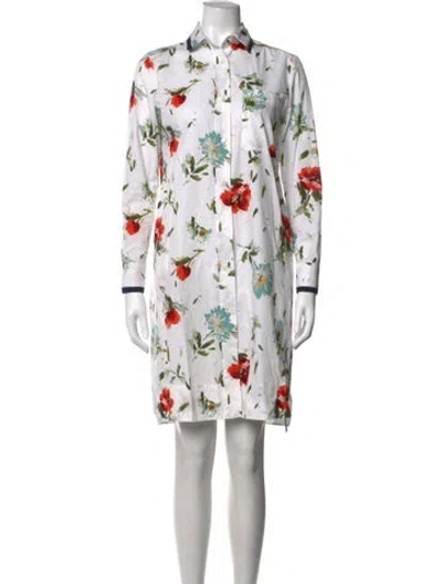 Pre-owned Rosso35 Floral Print Knee-length Dress In White