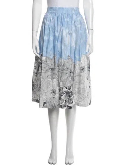 Pre-owned Rosso35 Floral Print Midi Length Skirt In Blue/white