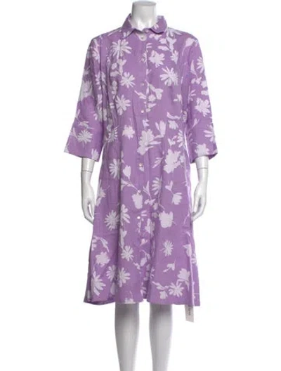 Pre-owned Rosso35 Linen Midi Length Dress In Purple