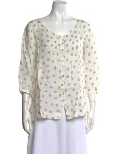 Pre-owned Rosso35 Polka Dot Print V-neck Blouse In White