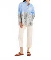 Rosso35 Printed Long Sleeve Shirt With Side Slits In Light Blue