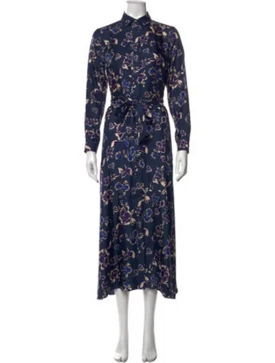 Pre-owned Rosso35 Silk Long Dress In Blue