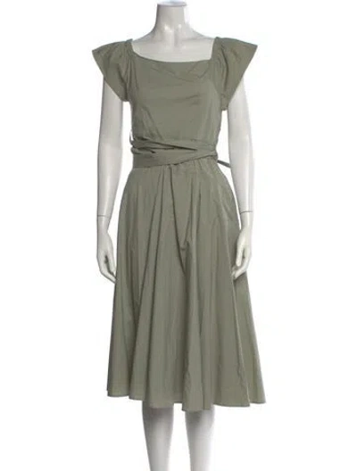 Pre-owned Rosso35 Square Neckline Midi Length Dress In Green