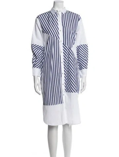 Pre-owned Rosso35 Striped Knee-length Dress In Blue/white