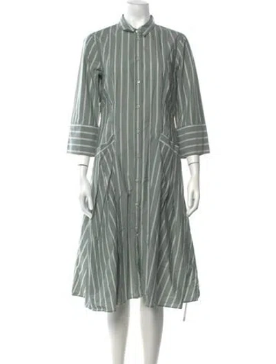 Pre-owned Rosso35 Striped Midi Length Dress In Green