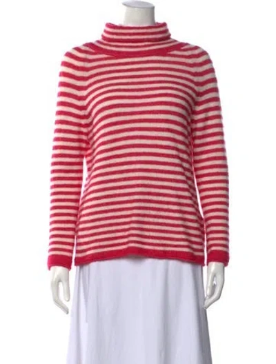 Pre-owned Rosso35 Striped Turtleneck Sweater In Pink
