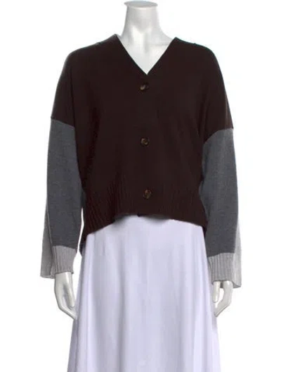 Pre-owned Rosso35 Virgin Wool V-neck Sweater In Brown