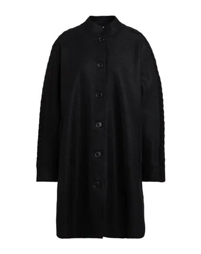 Rosso35 Woman Coat Black Size 10 Virgin Wool In Black