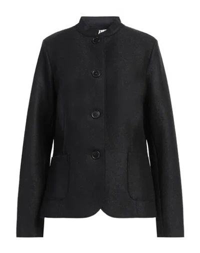 Rosso35 Woman Jacket Black Size 12 Virgin Wool In Black