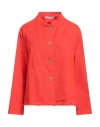 Rosso35 Woman Jacket Coral Size 10 Cotton, Elastane In Red