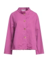 Rosso35 Woman Jacket Pink Size 8 Cotton, Elastane In Magenta
