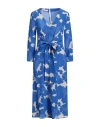 Rosso35 Woman Midi Dress Azure Size 8 Silk In Blue