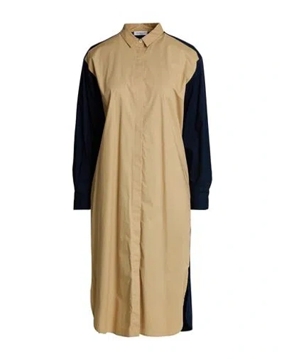 Rosso35 Woman Midi Dress Camel Size 6 Cotton, Elastane In Beige