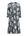 Rosso35 Woman Midi Dress Slate Blue Size 10 Linen