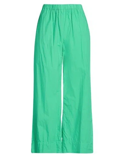 Rosso35 Woman Pants Green Size 10 Cotton