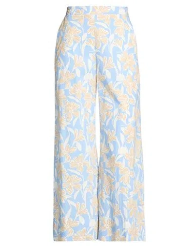 Rosso35 Woman Pants Sky Blue Size 8 Cotton