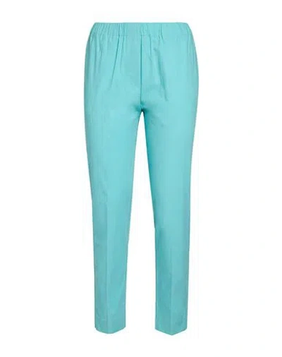 Rosso35 Woman Pants Turquoise Size 6 Cotton, Elastane In Blue