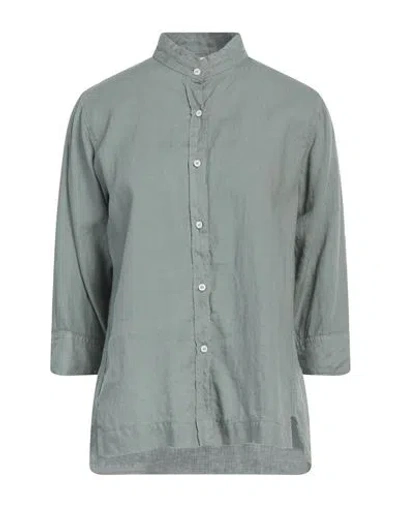 Rosso35 Woman Shirt Grey Size 10 Linen In Green