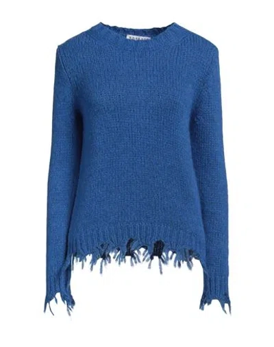 Rosso35 Woman Sweater Blue Size 8 Alpaca Wool, Polyamide, Wool In Blue
