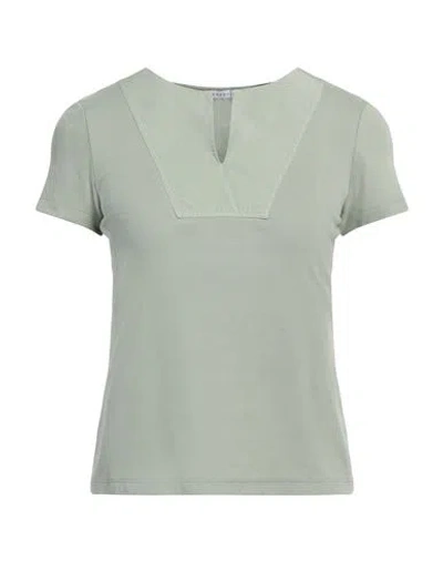 Rosso35 Woman T-shirt Sage Green Size 4 Cotton, Elastane