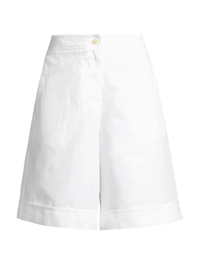 Rosso35 Women's Cotton-linen Bermuda Shorts In White