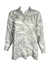 Rosso35 Women's Palm Print Linen Shirt In Sage Green In Multi
