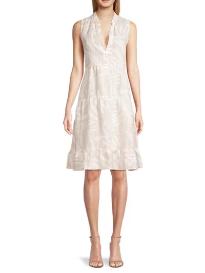 Rosso35 Women's Sleeveless Tiered Linen Dress In White Beige