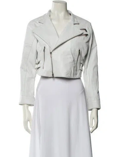 Pre-owned Rossodisera Biker Jacket In White