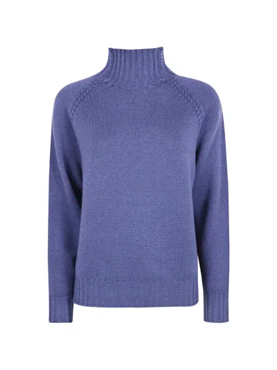 Rossopuro Cable-knit High-neck Sweater In Blue