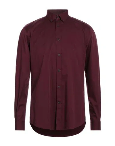 Rossopuro Man Shirt Burgundy Size Xl Cotton In Red
