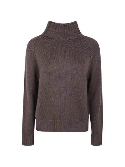 Rossopuro High-neck Raglan-sleeve Sweater In Brown
