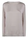Rossopuro Long-sleeved Silk Blouse In Neutral