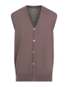 Rossopuro Man Cardigan Dark Brown Size 8 Cotton