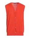 Rossopuro Man Cardigan Tomato Red Size 8 Cotton In Tomato Red