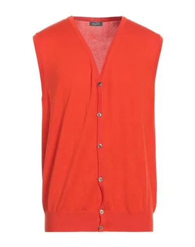 Rossopuro Man Cardigan Tomato Red Size 8 Cotton