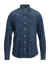 Rossopuro Man Denim Shirt Blue Size M Cotton In Blue