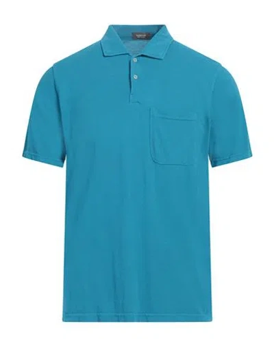 Rossopuro Man Polo Shirt Azure Size 4 Cotton In Blue