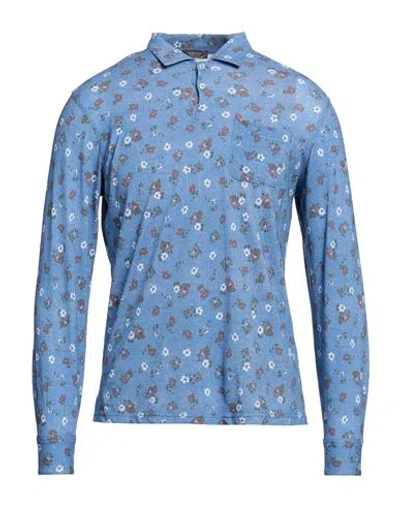 Rossopuro Man Polo Shirt Azure Size 4 Cotton In Blue