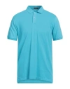 Rossopuro Man Polo Shirt Azure Size 5 Cotton In Blue