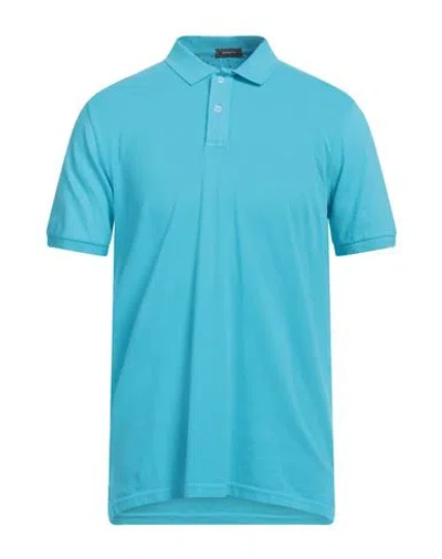 Rossopuro Man Polo Shirt Azure Size 5 Cotton In Blue