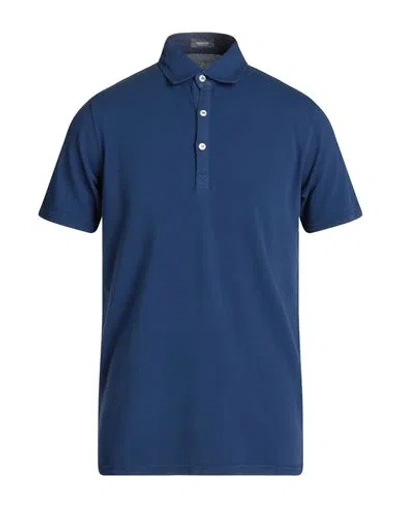 Rossopuro Man Polo Shirt Blue Size 3 Cotton In Blue