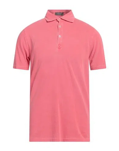 Rossopuro Man Polo Shirt Coral Size 4 Cotton In Pink
