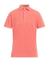 Rossopuro Man Polo Shirt Coral Size 4 Cotton In Red