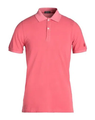 Rossopuro Man Polo Shirt Coral Size 6 Cotton In Red